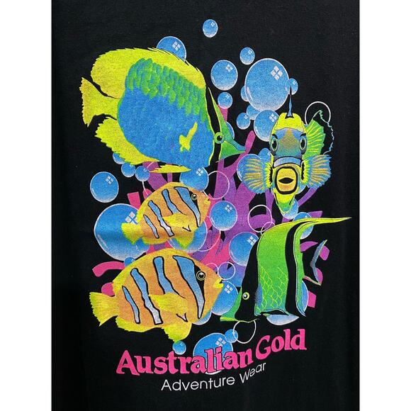 Vintage Australian Gold / Dolphins Black Tank Top Tanning Products Beach 90s - Picture 6 of 11